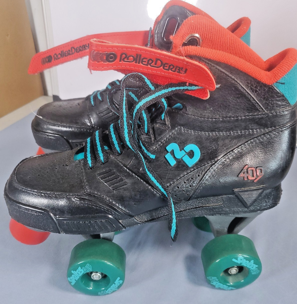 VIntage Roller Derby Sprites 409 Roller Skates Youth Women Size 6 Black Quad 4x4